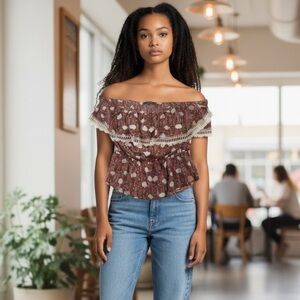 NEW Peppermint Boho Off Shoulder Blouse M